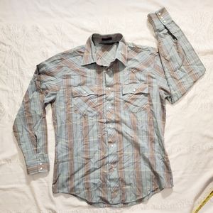 Vintage VIP Western Rockabilly Rancher Southwestern Plaid Pearl Snap Shirt M